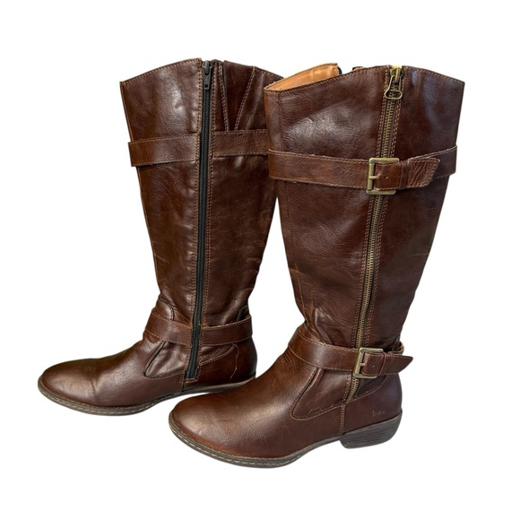 B.O.C Born Concepts Lampard Leather Riding Boots Brown Zip Buckle Size 7.5 #1655 - Picture 2 of 7